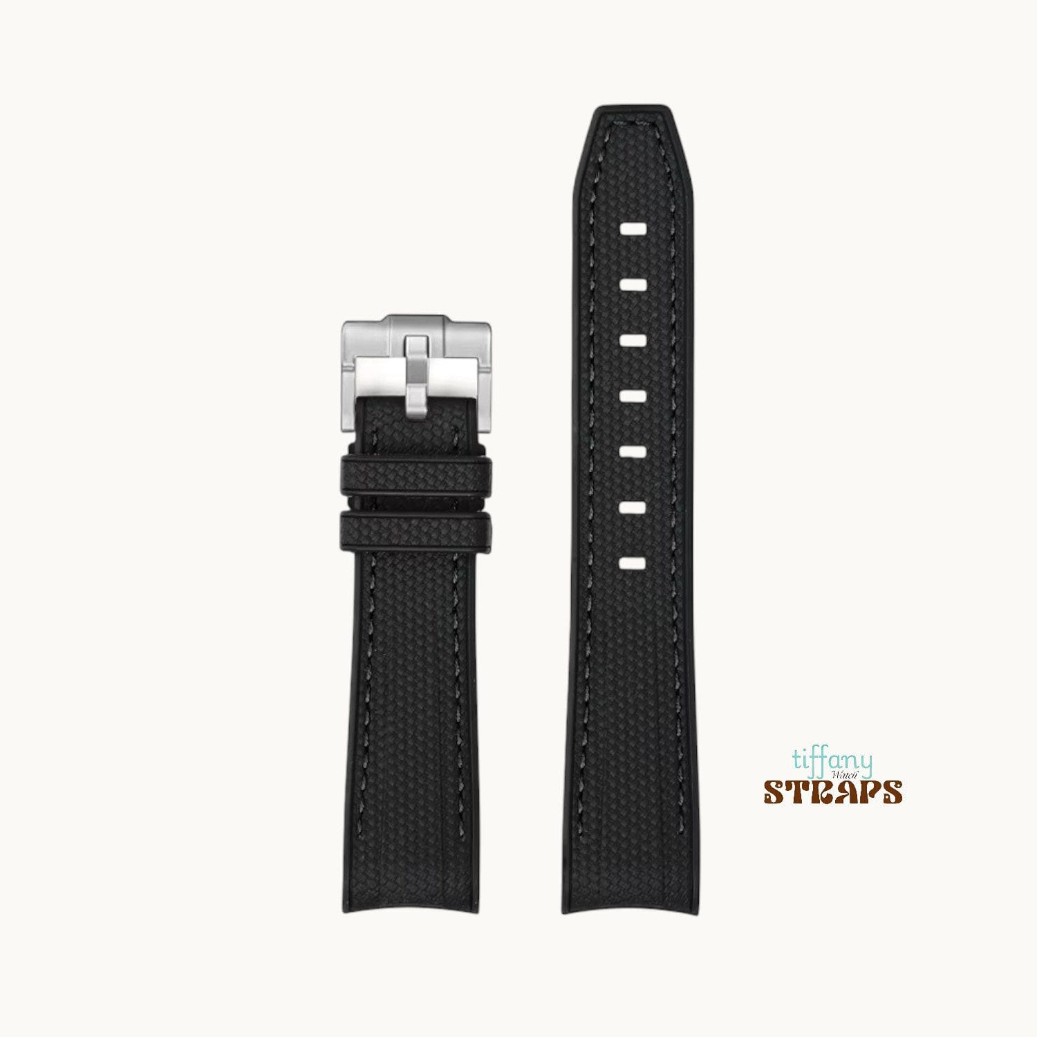 Curved Omega Textured Strap Black