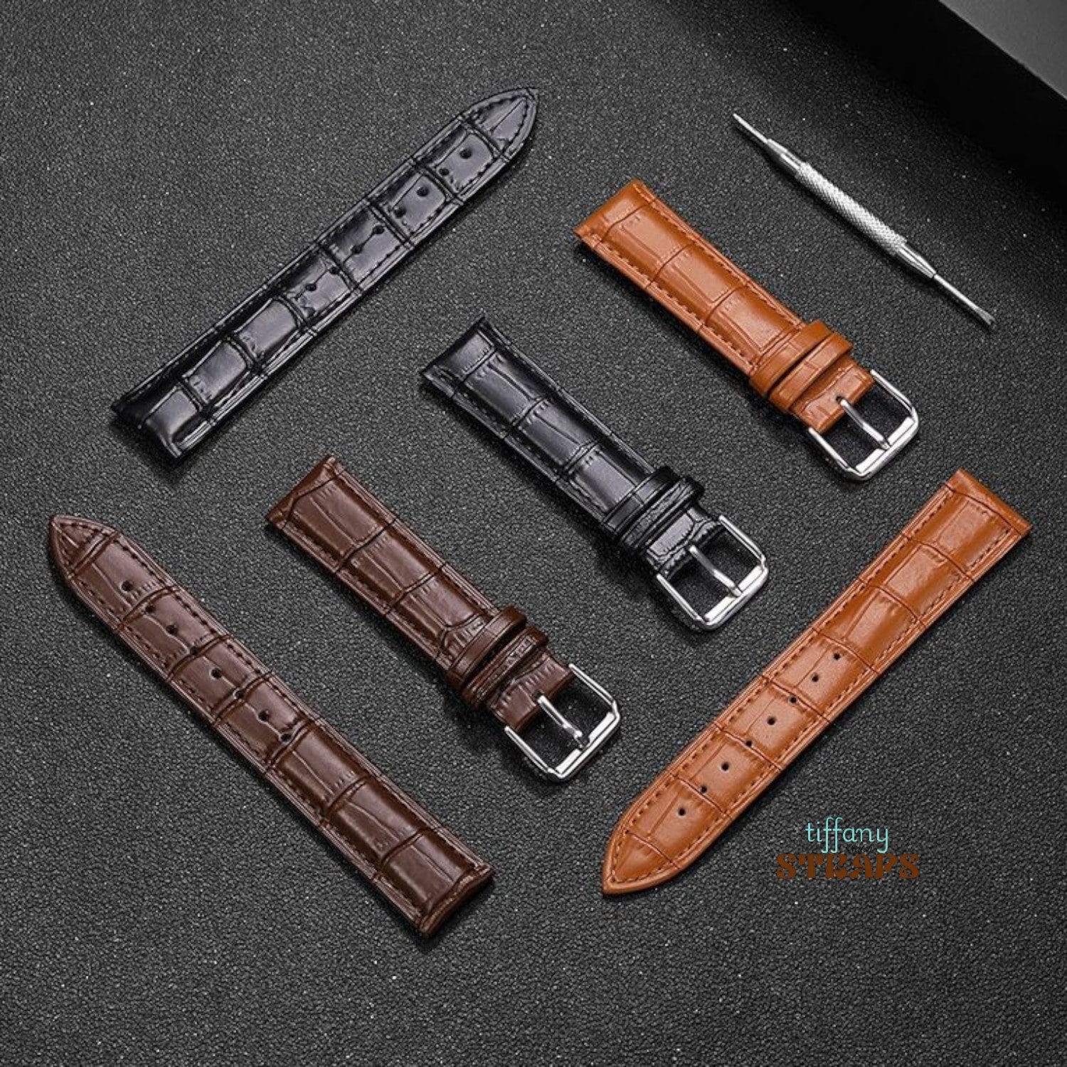 Alligator Texture Leather Straps