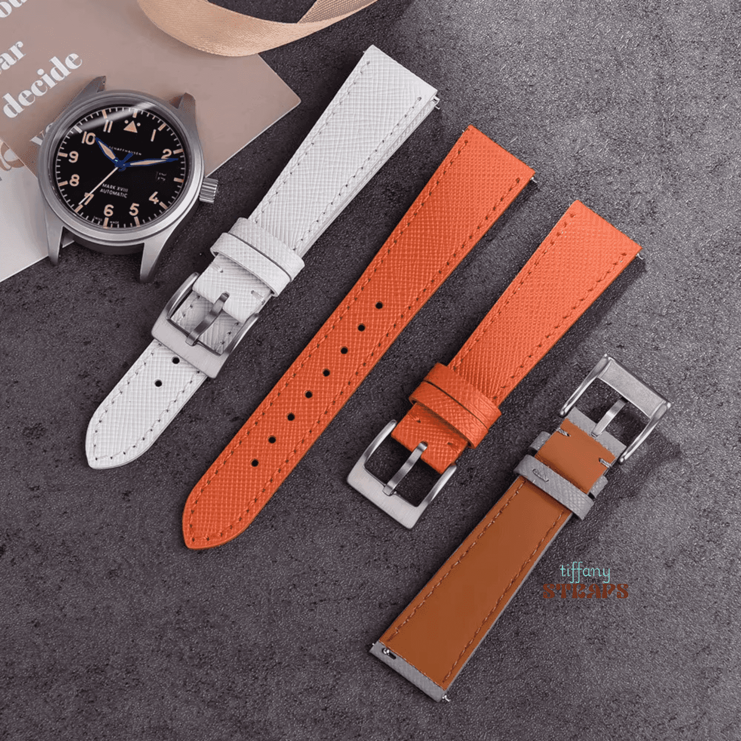Top-Grain Saffiano Leather Straps