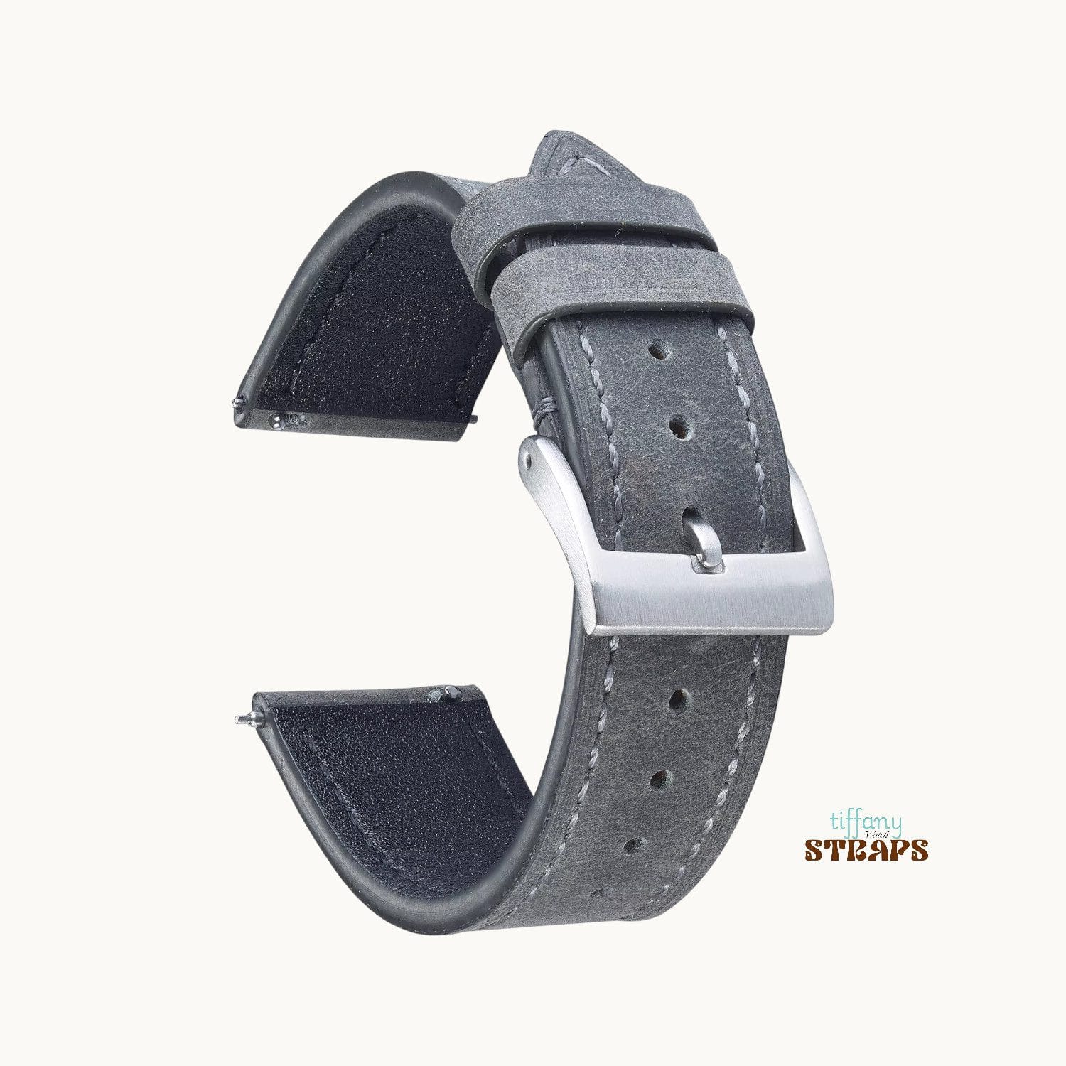Pull-Up Matte Leather Straps Grey