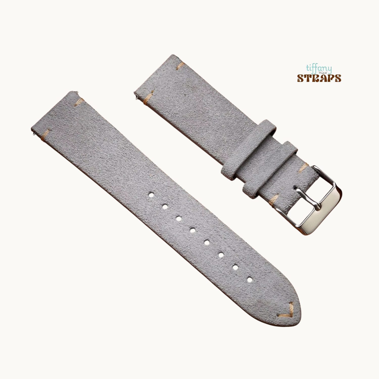 Suede Leather Straps Light Grey