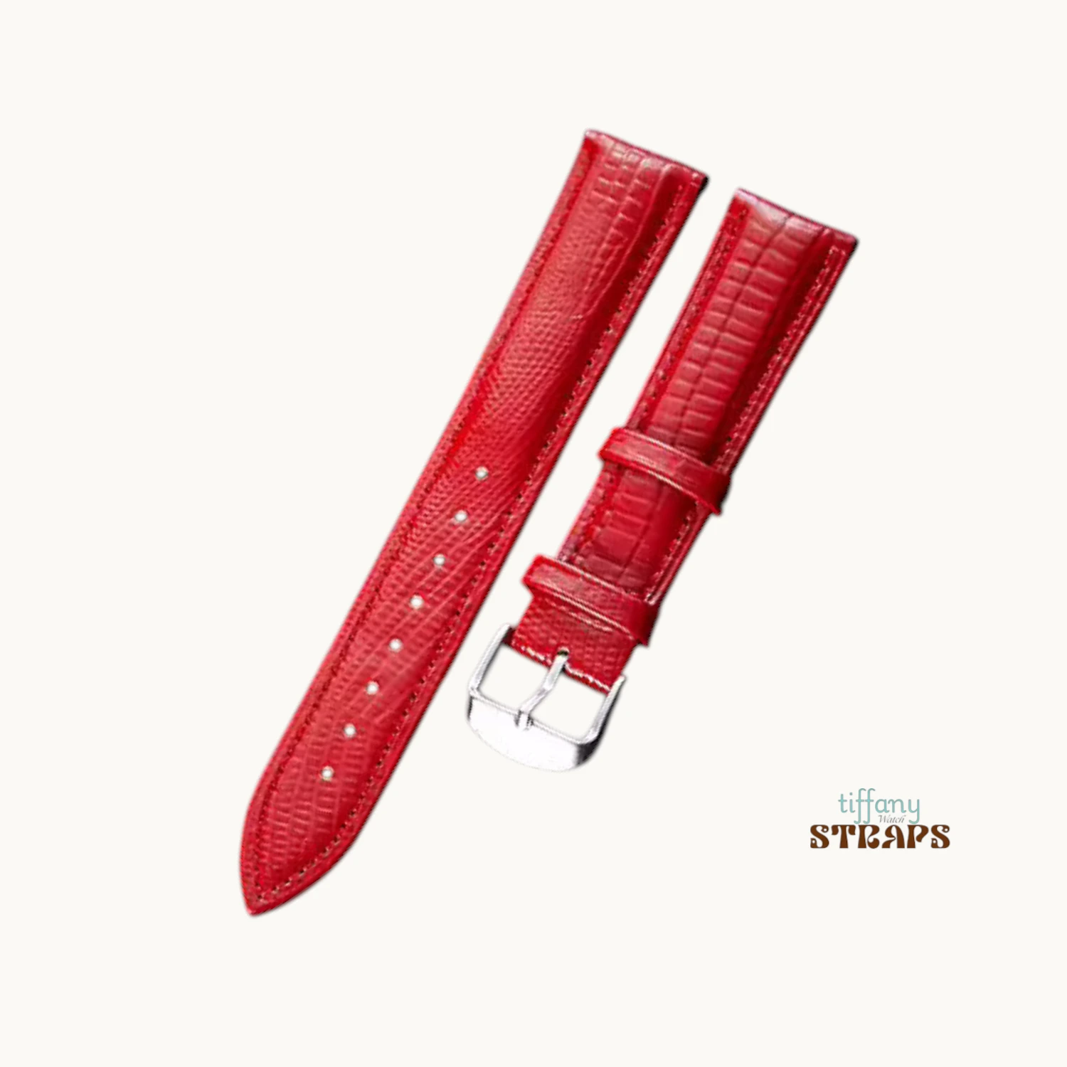 Red Padded Lizard Glossy Strap