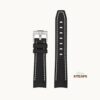 Curved Omega Textured Strap Black with White Stitch