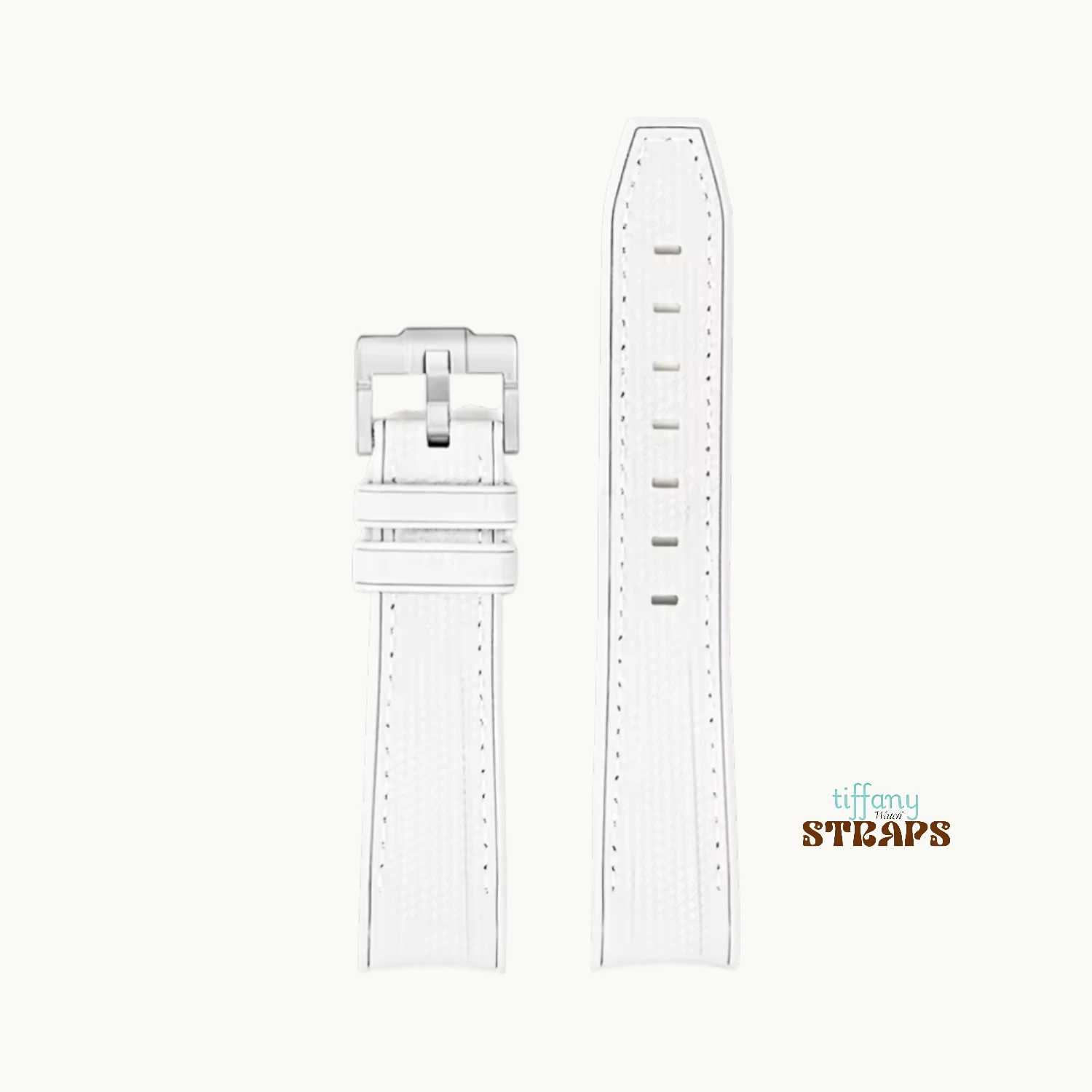 Curved Omega Textured Strap White
