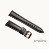 Top Grain Oil-Wax Padded Pull-up Leather Strap Black