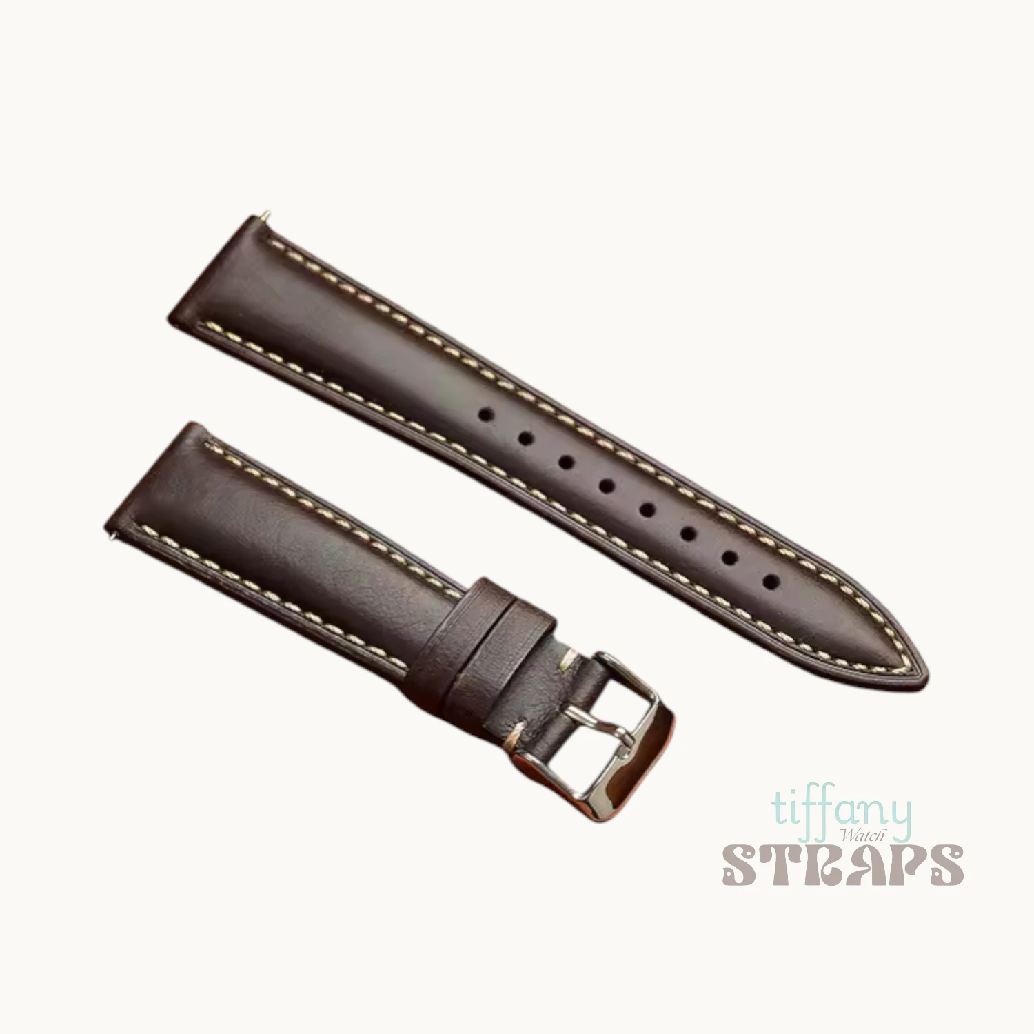 Top Grain Oil-Wax Padded Pull-up Leather Strap Grey