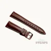 Top Grain Oil-Wax Padded Pull-up Leather Strap Reddish Brown