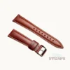 Top Grain Oil-Wax Padded Pull-up Leather Strap Tan Brown