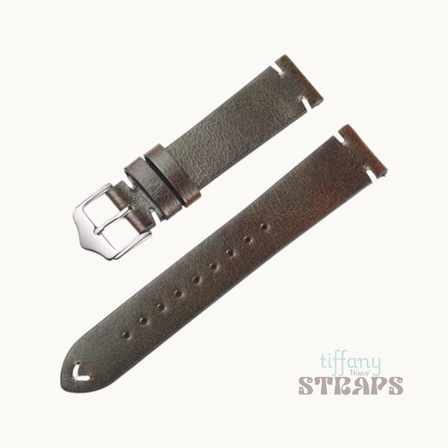 Pull-up Vintage Leather Straps Khaki Green