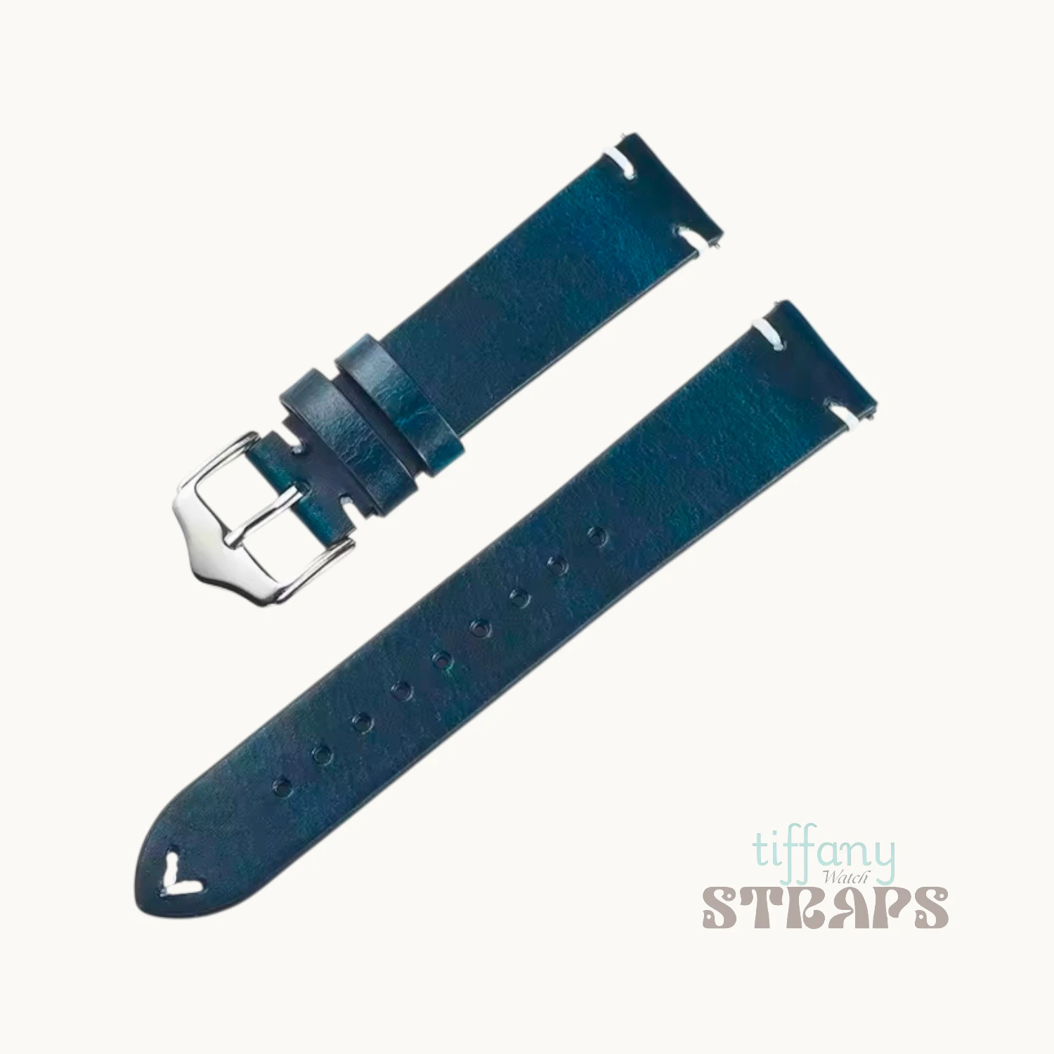 Pull-up Vintage Leather Straps Navy Blue