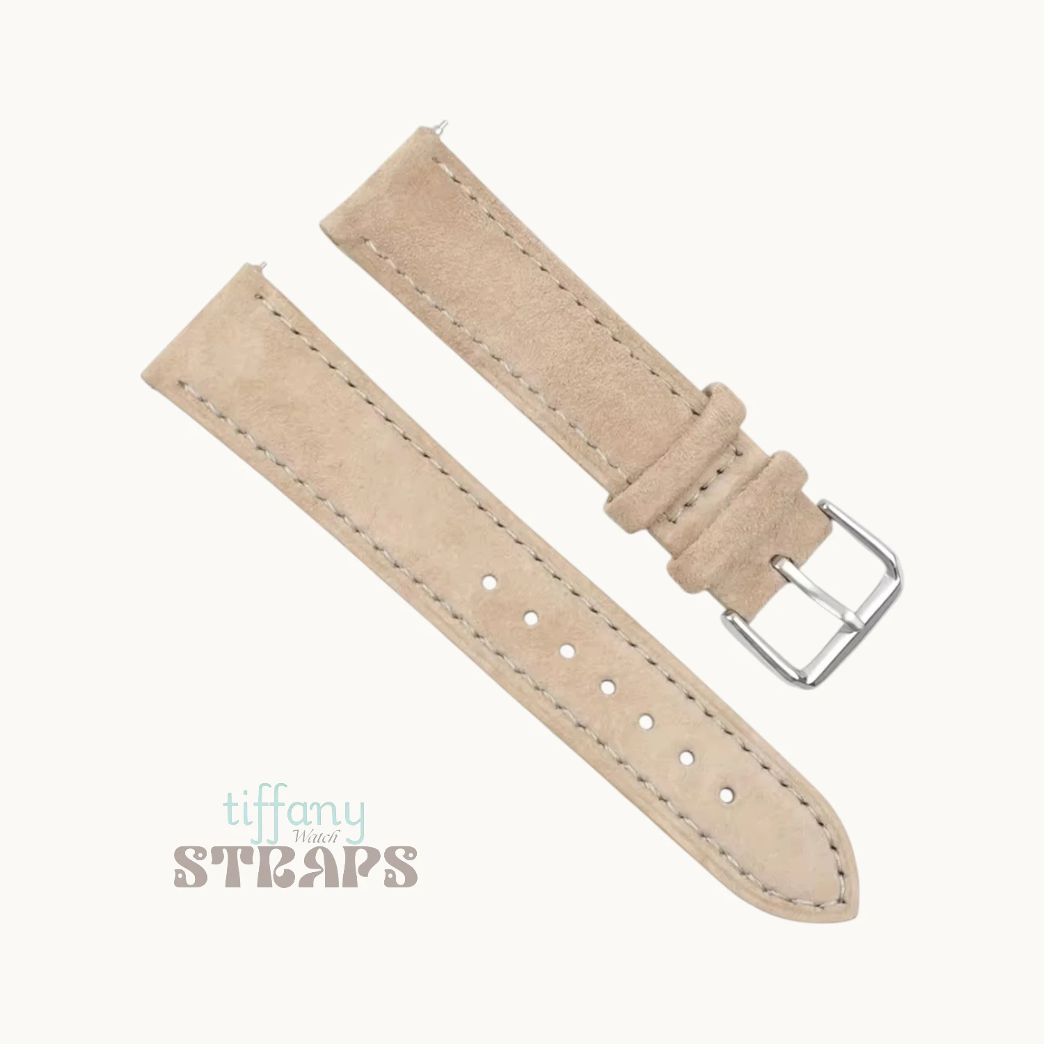 Nuback Suede Leather Strap Beige