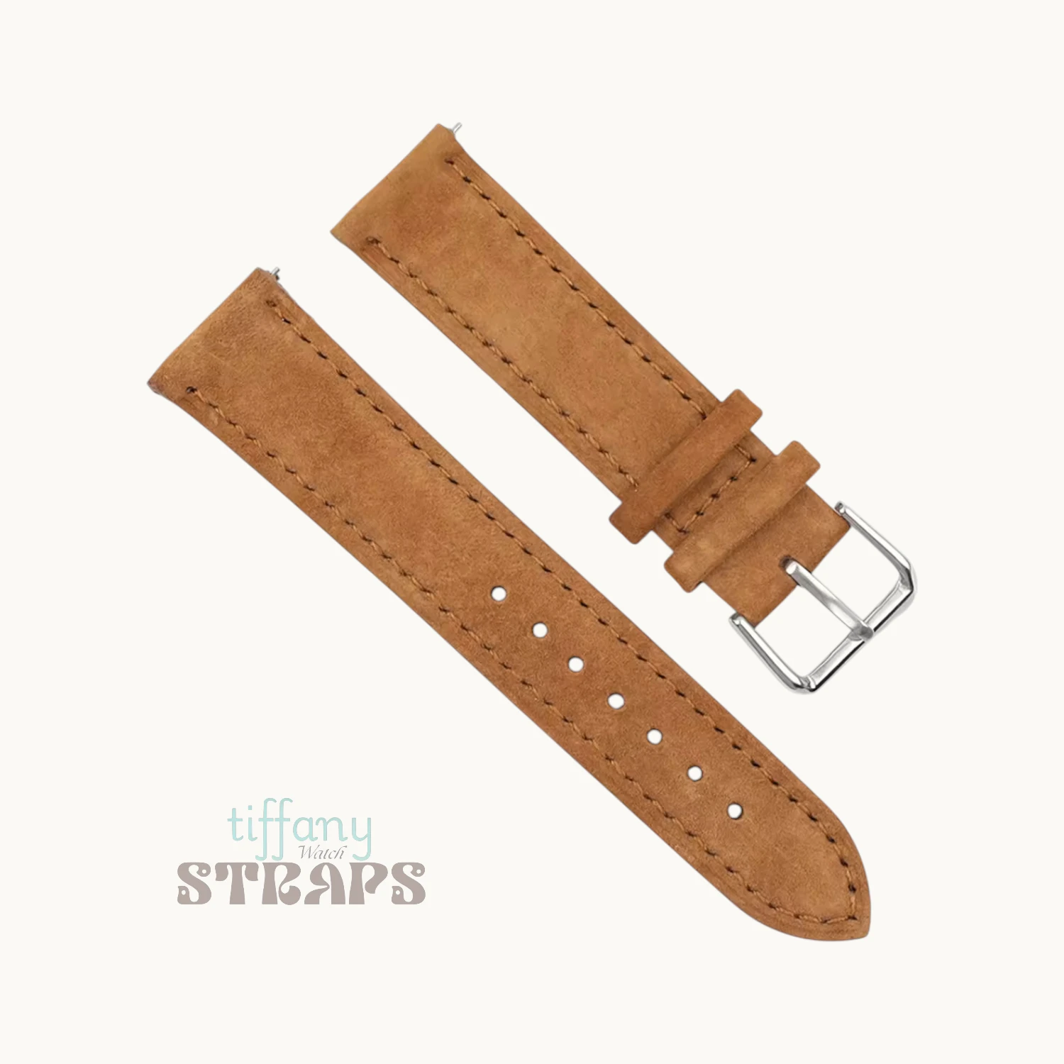 Nuback Suede Leather Strap Brown