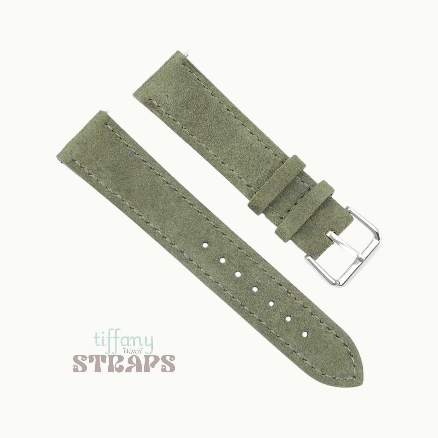 Nuback Suede Leather Strap Green