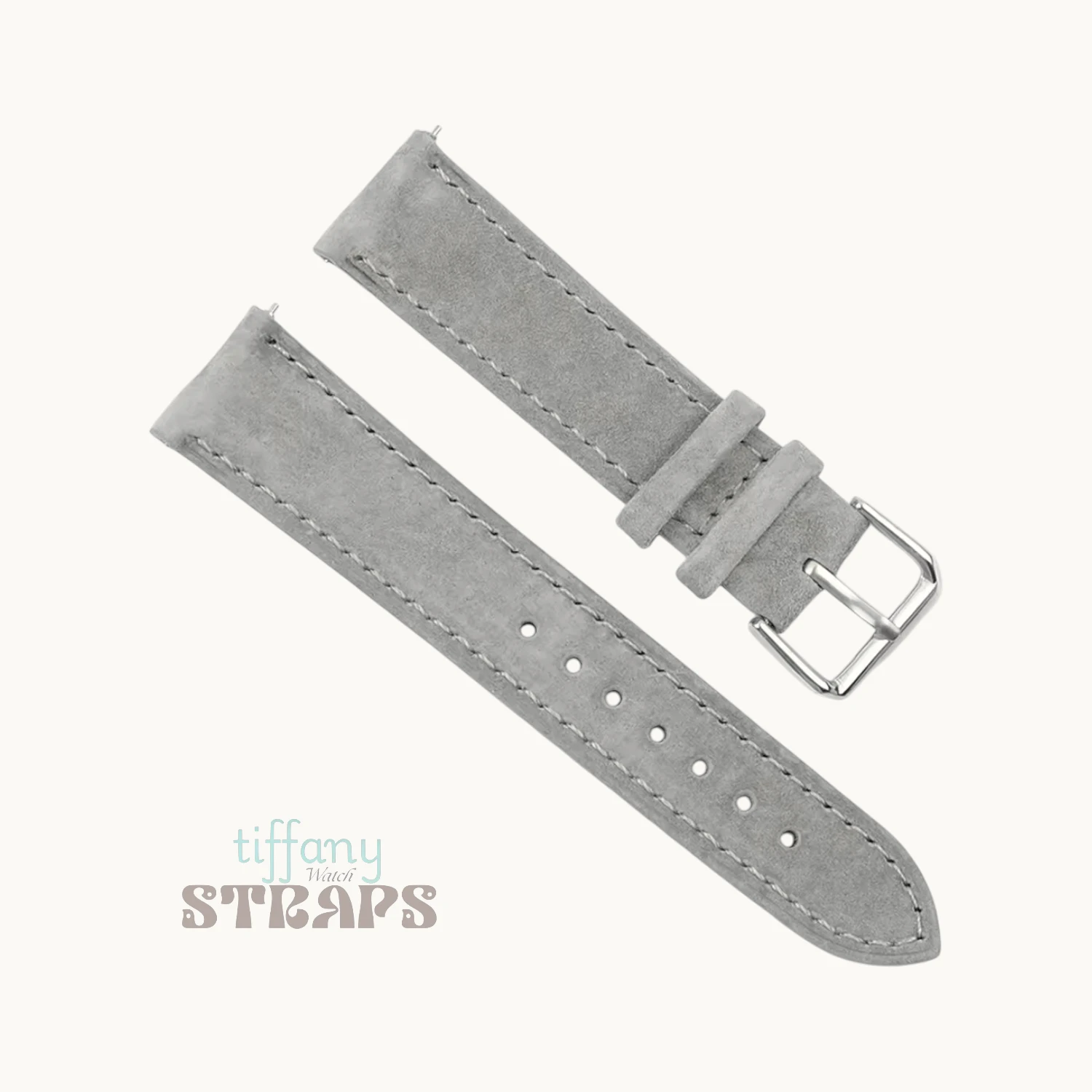 Nuback Suede Leather Strap Light Grey