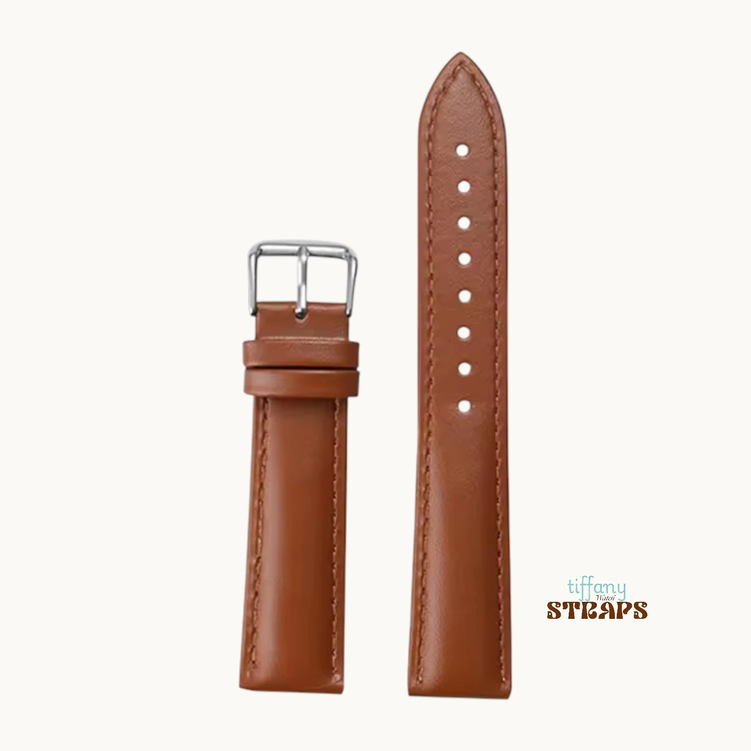 Polished Padded Leather Strap Tan Brown
