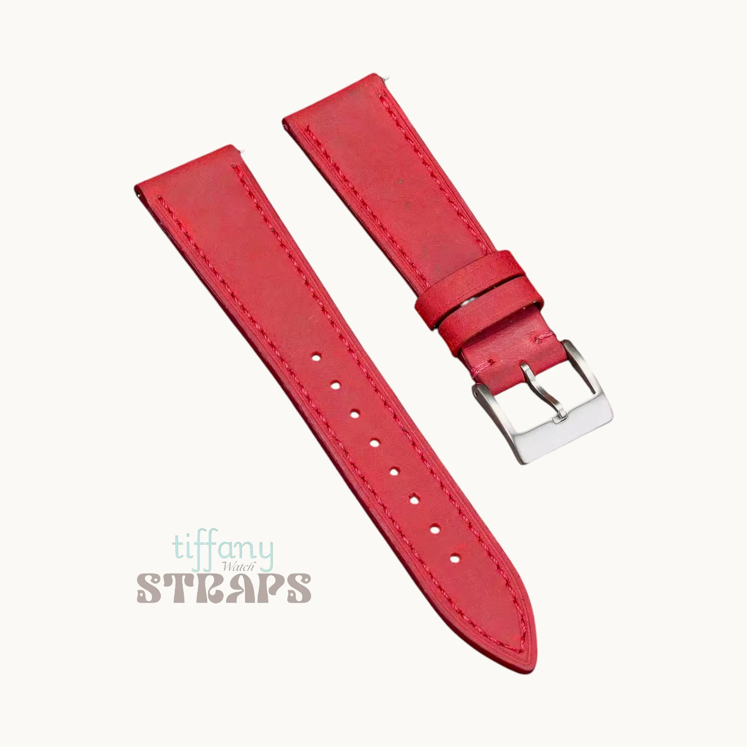 Pull-up Matte Leather Strap Red Pull-up Matte Leather Strap Red