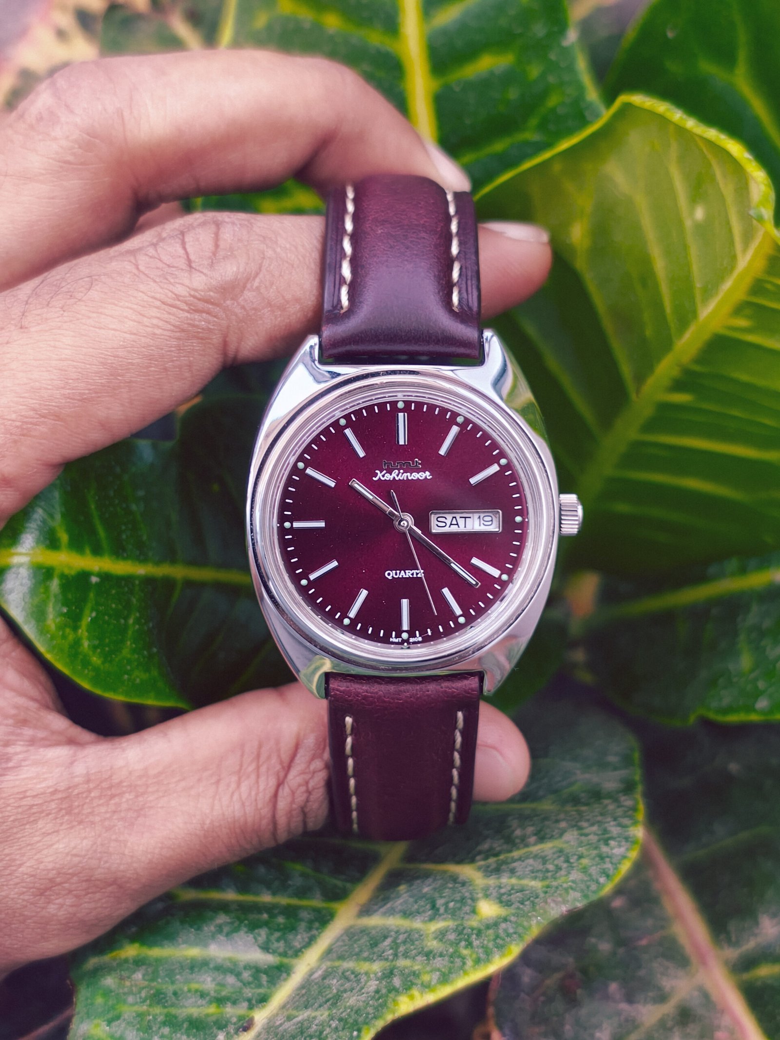 Wine Red Pull-up Padded Leather Strap