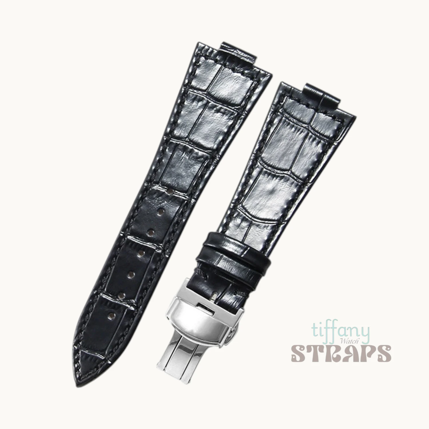 Black PRX Leather strap with Butterfly Clasp