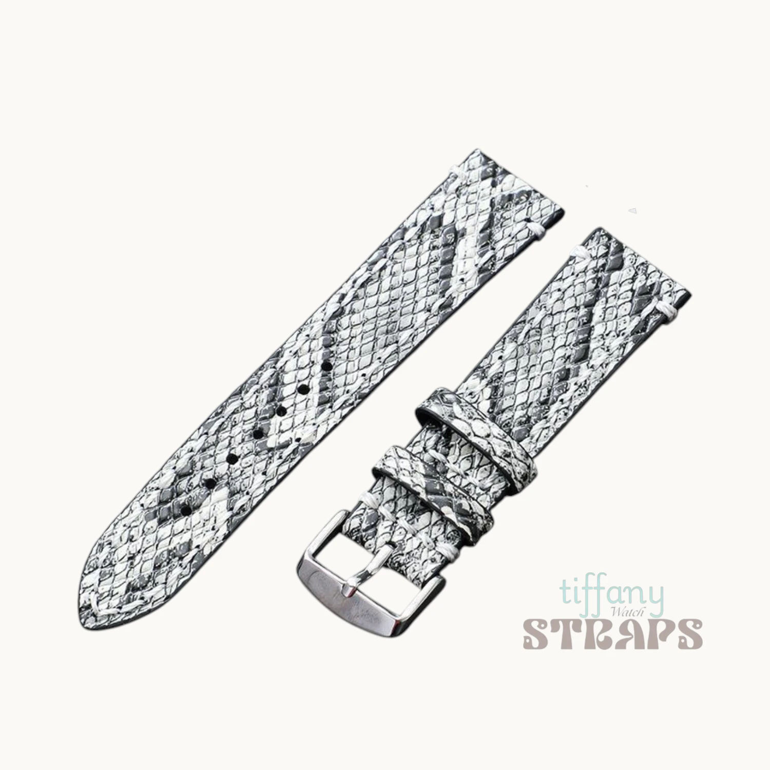 Premium Glossy Snake Emboss Leather Strap Grey