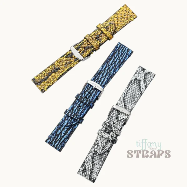 Premium Glossy Snake Emboss Leather Strap by Tiffany Watch Straps