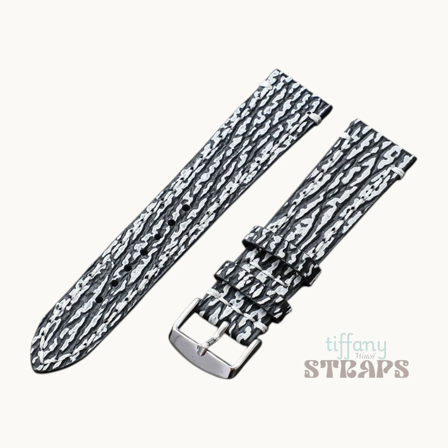 Premium Matte Shark Emboss Leather Strap Grey